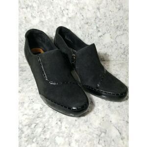 Clarks Artisan Black Sueded Leather Ankle Booties Shoes 8.5 EUC‎